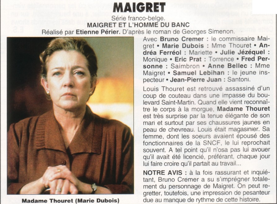 Maigret : Maigret et l'homme du banc